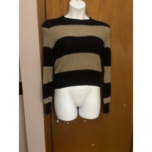 360CASHMERE Striped Wool Blend Crew Neck Long Sleeve Sweater Top Women's M